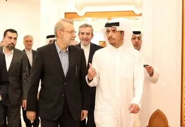 دیدار لاریجانی با وزیر خارجه‌ قطر 