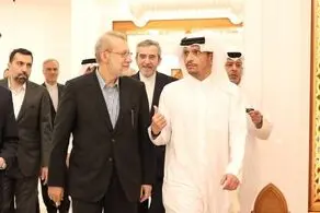 دیدار لاریجانی با وزیر خارجه‌ قطر 