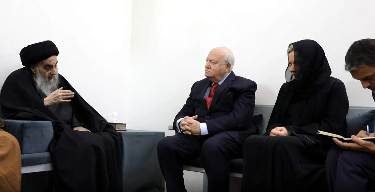 دیدار نماینده عالی سازمان ملل با آیت الله سیستانی