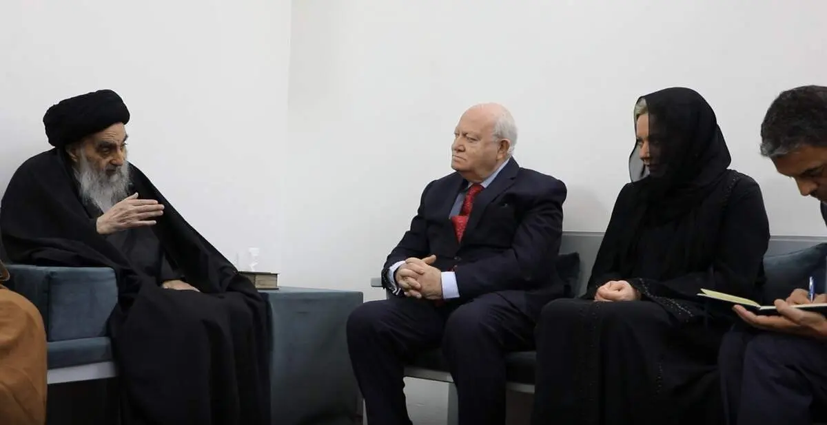دیدار نماینده عالی سازمان ملل با آیت الله سیستانی