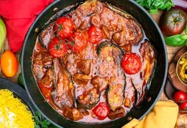طرز تهیه خوراک گوجه بادمجان ساده با طعمی خوشمزه