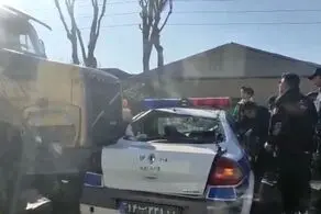 تصادف وحشتناک ماشین پلیس در خط ویژه