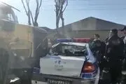 تصادف وحشتناک ماشین پلیس در خط ویژه