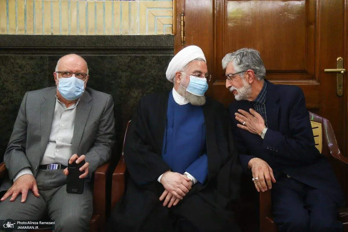 ادای احترام حداد عادل به حسن روحانی+عکس 