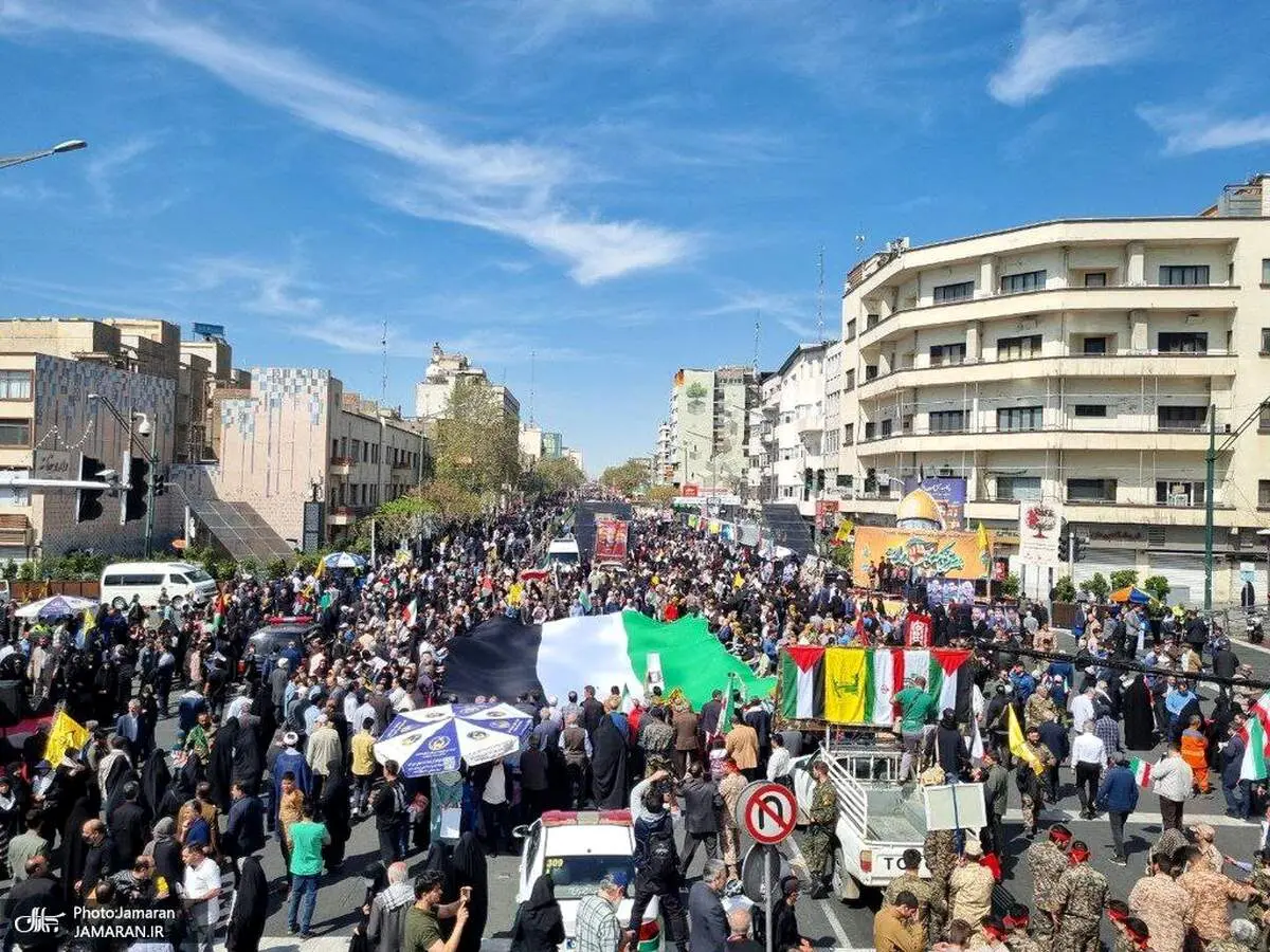  تصاویری از حضور قالیباف، ناطق نوری و محسن رضایی در راهپیمایی قدس