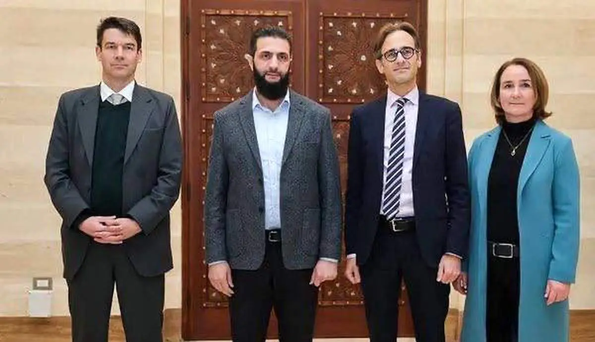  دیدار هیات عربستانی با الجولانی در کاخ الشعب دمشق 