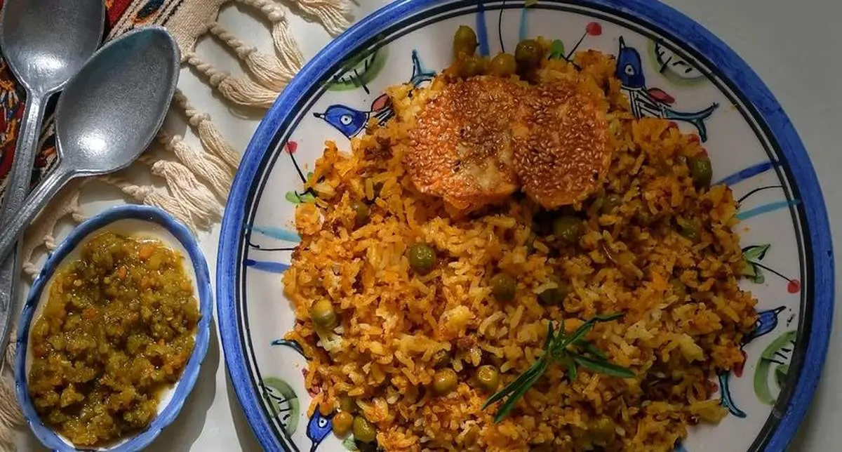 "پلوی نخود فرنگی با مرغ" ، غذایی لذیذ و بهاری