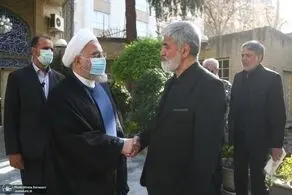 روحانی در مراسم چهلم همسر شهید مطهری+عکس