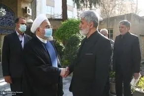 روحانی در مراسم چهلم همسر شهید مطهری+عکس