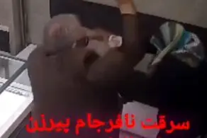 لحظه باورنکردنی و عجیب سرقت یک پیرزن از طلافروشی با اسپری فلفل و شوکر + ببینید