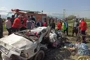 مرگ فجیع دو نفر در برخورد شدید قطار با پژو در گلستان!+عکس