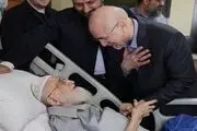 عیادت رییس مجلس از آیت‌الله نوری همدانی 