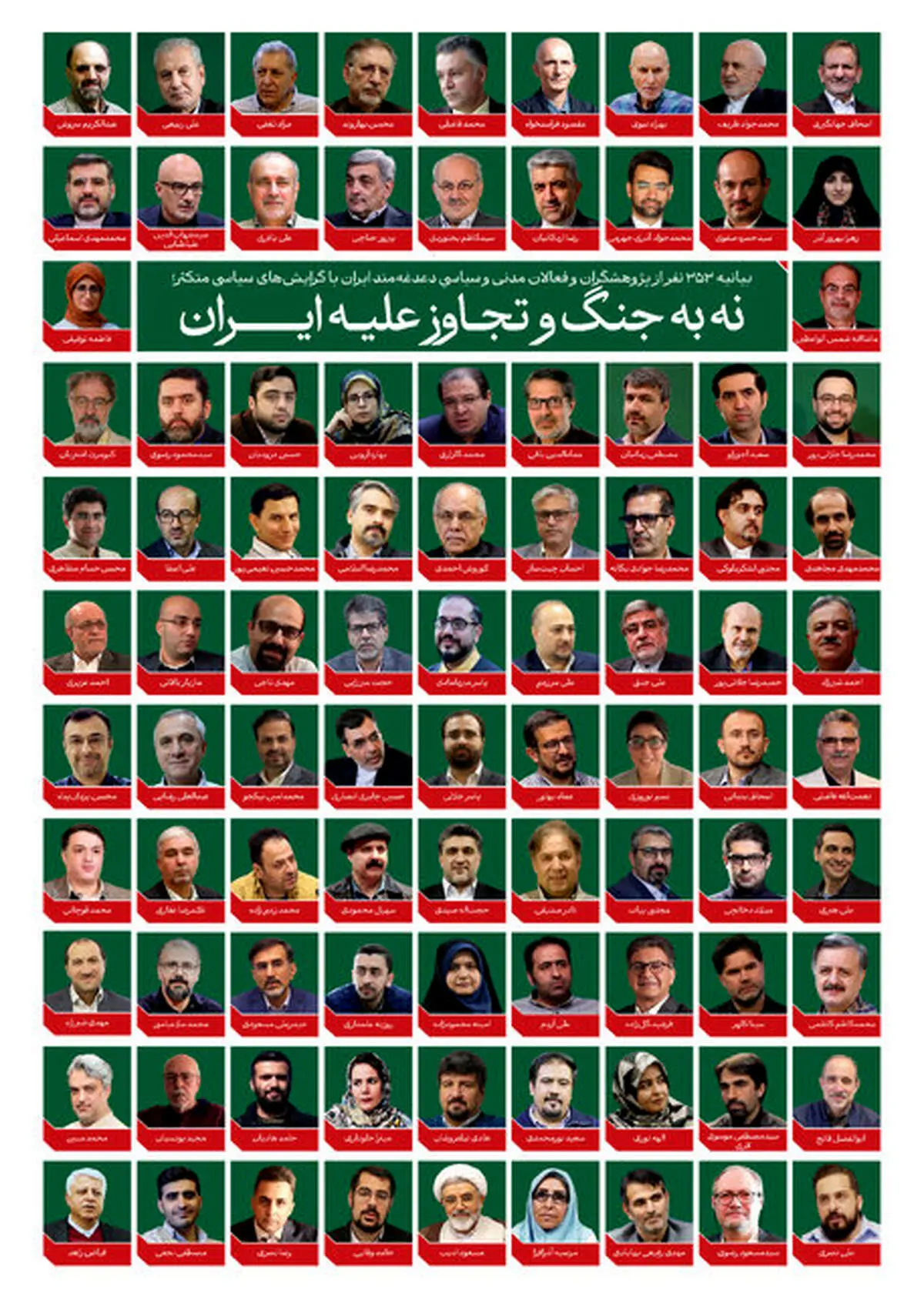 بیانیه ۳۵۳ کنشگر سیاسی و مدنی علیه جنگ و تجاوز به ایران