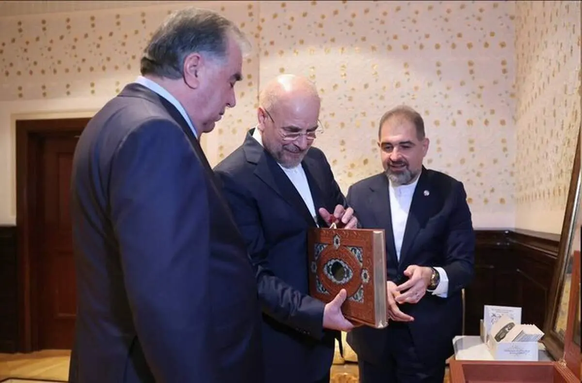 هدیه قالیباف به رئیس ‌جمهور تاجیکستان + عکس 