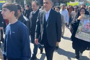 حضور رییس‌ سازمان انرژی اتمی در راهپیمایی روز قدس در مشهد 