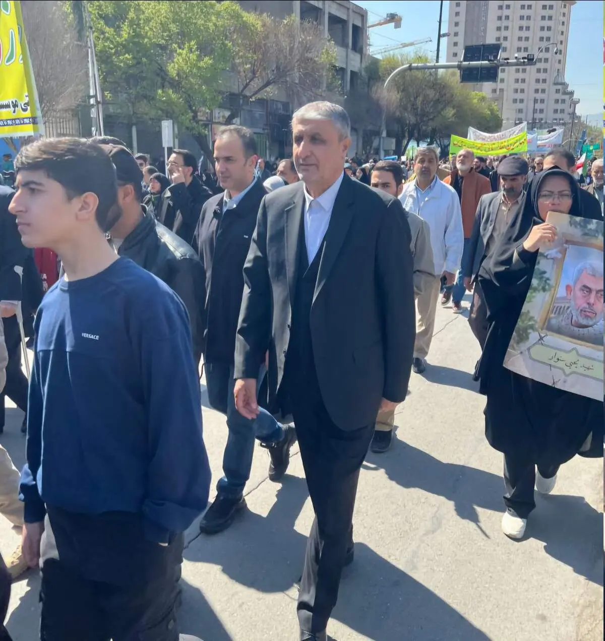 حضور رییس‌ سازمان انرژی اتمی در راهپیمایی روز قدس در مشهد 