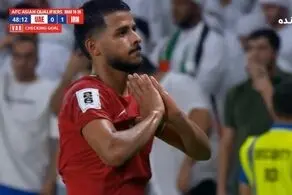 حرکت جالب و جنجالی مهدی قاعدی بعد از گل اول ایران به امارات+عکس