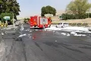 نشت بنزین  از پمب بنزین اتوبان همت+فیلم