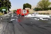 نشت بنزین  از پمب بنزین اتوبان همت+فیلم