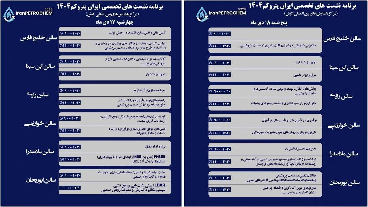 *۲۳ نشست تخصصی در حاشیه سومین نمایشگاه پتروکم برگزار می‌شود*