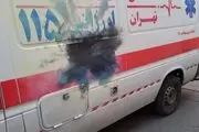 خروج یک آمبولانس از عملیات در پی اصابت مواد محترقه