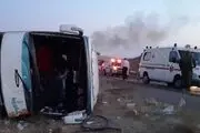 واژگونی اتوبوس در جاده چالوس/ شمار مصدومان اعلام شد