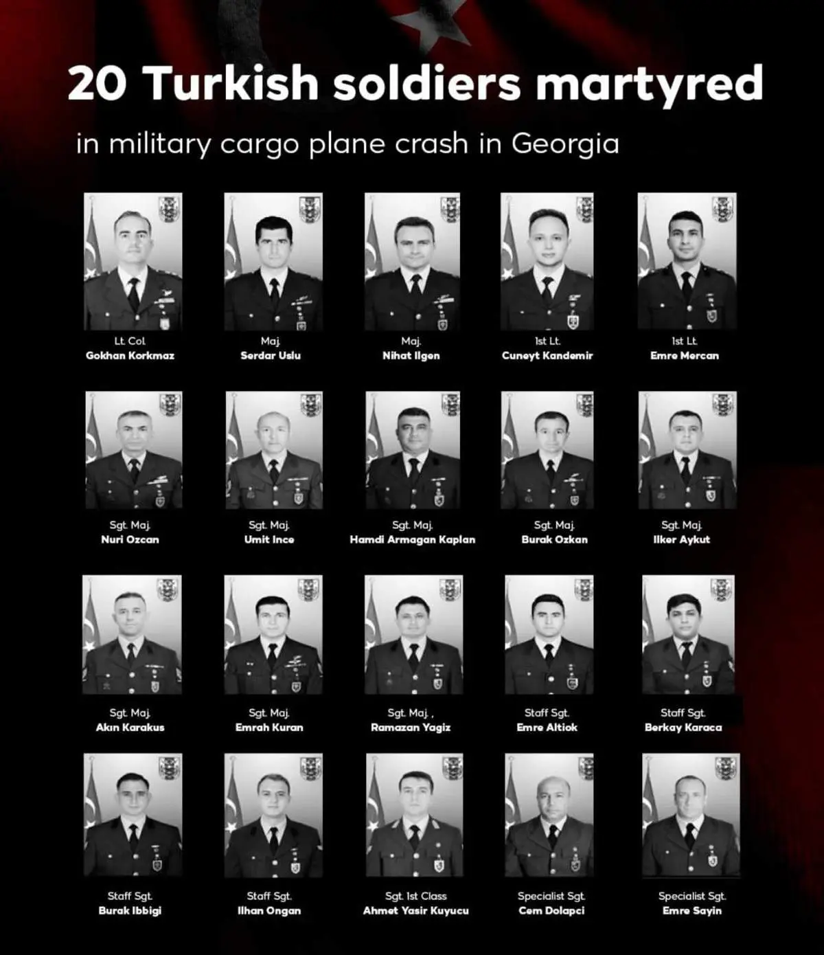 این ۲۰ نظامی در سقوط هواپیما یکجا کشته شدند + عکس 