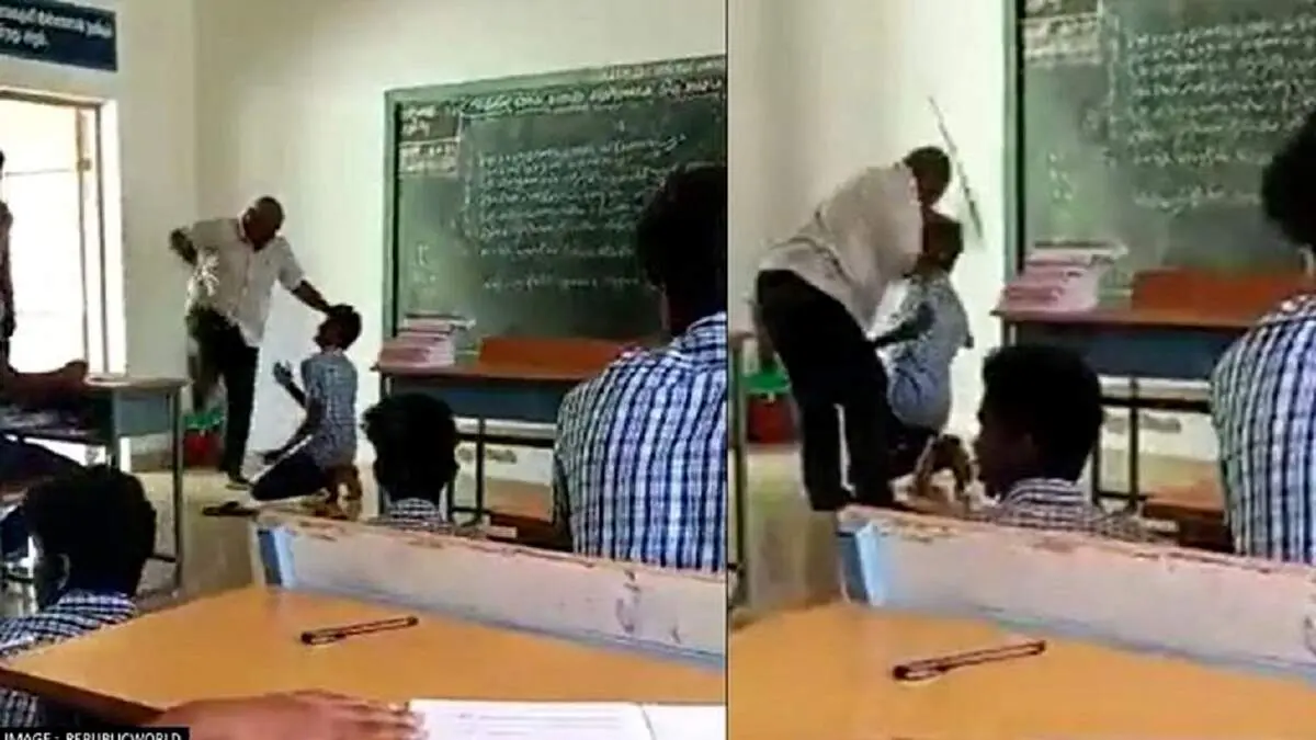 ضرب و شتم دانش آموز توسط معلم در کلاس
