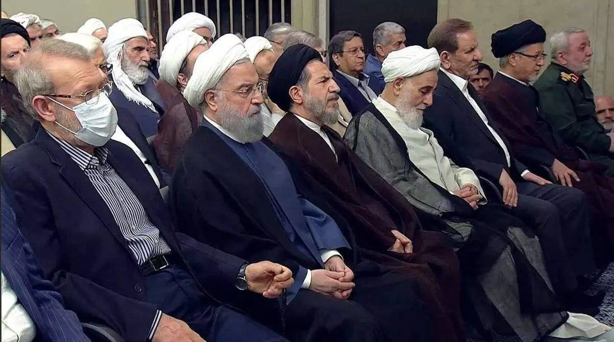 حضور حسن روحانی، علی لاریجانی، ناطق نوری
 و جهانگیری در جلسه کارگزاران نظام 