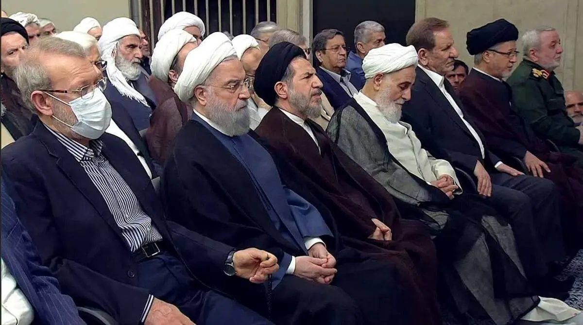 حضور حسن روحانی، علی لاریجانی، ناطق نوری
 و جهانگیری در جلسه کارگزاران نظام 
