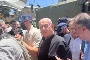 نتانیاهو از پناهگاه بیرون آمد + عکس 