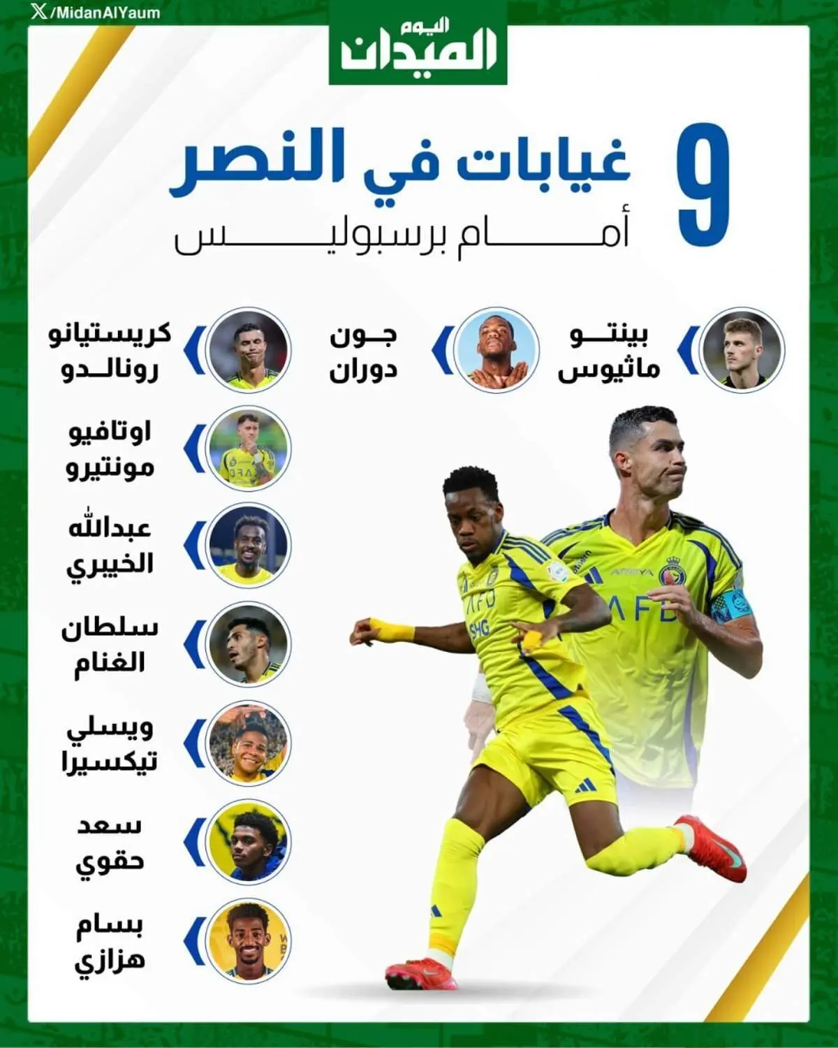  اسامی غایبان النصر برابر پرسپولیس